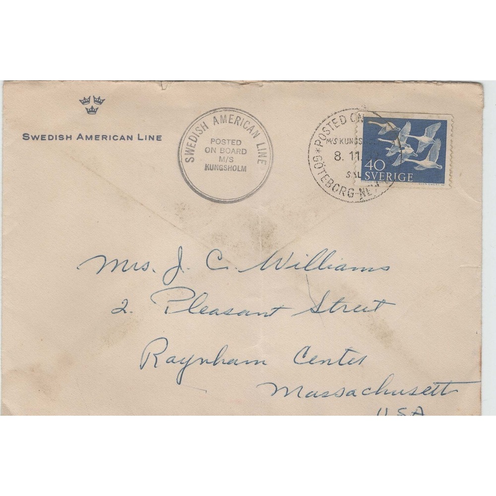 Swedish American Line MS Kungsholm Vintage Postal Cover Envelope Goteborg Sweden - Picture 1 of 2